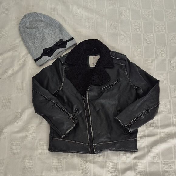Zara Other - Zara Black Kids Faux Leather with Gray Hat